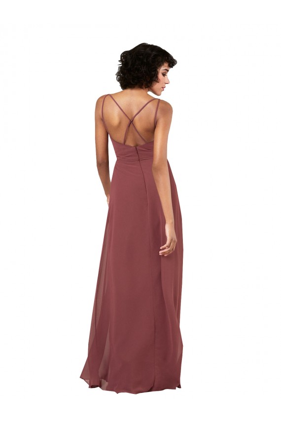 Preto Decote V Sem Mangas Criss Cruz Coluna Vestidos de Madrinha / Vestidos de Noite Online