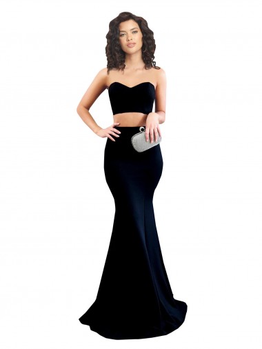 Preto Decote Alto Sem Mangas Lombar Sereia Vestidos de Madrinha / Vestidos de Noite / Vestidos de Festa Online