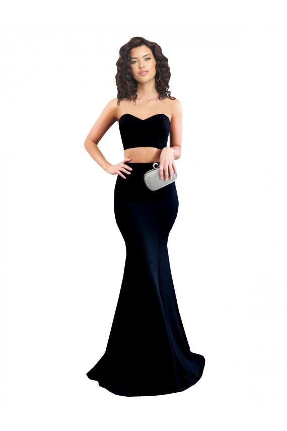 Preto Decote Alto Sem Mangas Lombar Sereia Vestidos de Madrinha / Vestidos de Noite / Vestidos de Festa Online