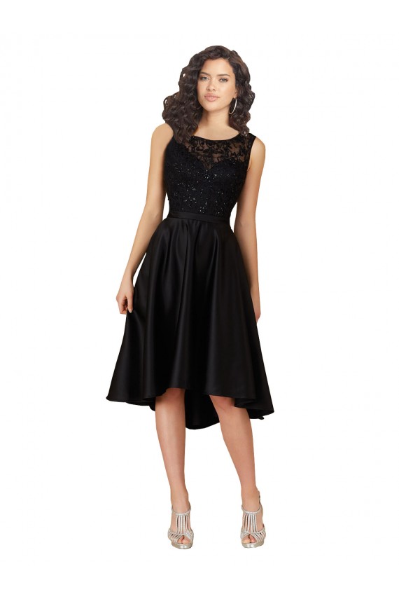 Preto Decote Ilusão Sem Mangas Linha A Vestidos de Madrinha / Vestidos de Cocktail / Vestidos de Homecoming Online