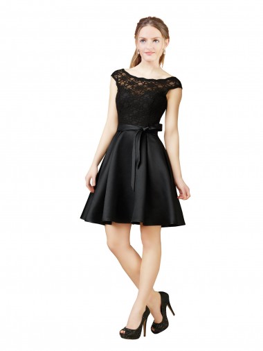 Preto Decote Ilusão Sem Mangas Costas em V Linha A Vestidos de Madrinha / Vestidos de Cocktail / Vestidos de Homecoming Online