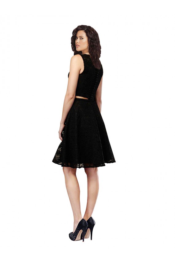 Preto Decote Joia Sem Mangas Linha A Vestidos de Madrinha / Vestidos de Cocktail / Vestidos de Homecoming Online