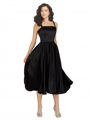 Preto Decote Quadrado Sem Mangas Linha A Vestidos de Madrinha / Vestidos de Festa / Vestidos de Cocktail / Vestidos de Homecoming Online