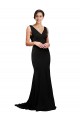 Preto Decote V Sem Mangas Lombar Linha A Longo Vestidos de Madrinha / Vestidos de Noite / Vestidos de Festa Online
