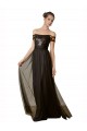 Preto Fora do Ombro Sem Mangas Linha A Vestidos de Madrinha Online