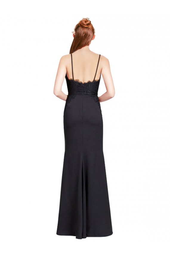 Preto Decote V Sem Mangas Lombar Sereia Vestidos de Madrinha / Vestidos de Festa Online