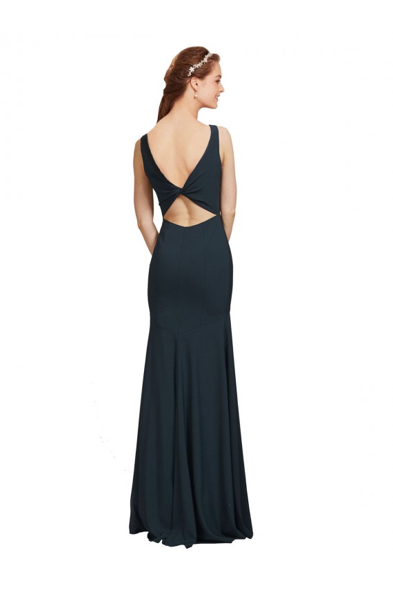 Preto Barco Sem Mangas Abrir de volta Sereia Vestidos de Madrinha / Vestidos de Festa Online