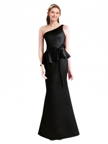 Preto Um Ombro Sem Mangas Sereia Longo Vestidos de Madrinha Online