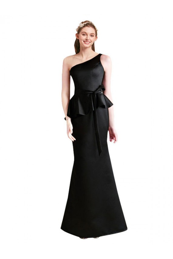 Preto Um Ombro Sem Mangas Sereia Longo Vestidos de Madrinha Online