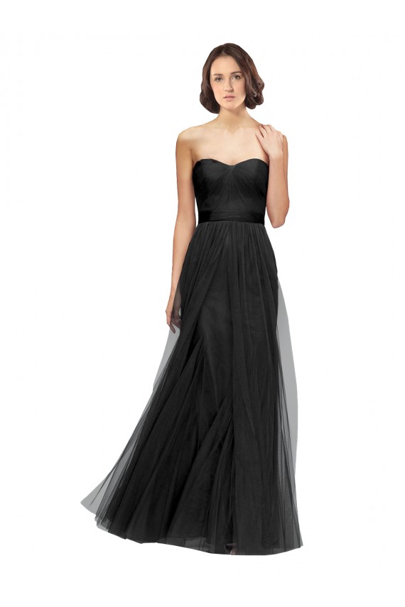 Preto Amor Sem Mangas Linha A Vestido de Madrinha / Vestido de Noite Online
