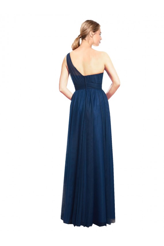 Preto Um Ombro Sem Mangas Linha A Vestidos de Festa / Vestidos de Madrinha Online