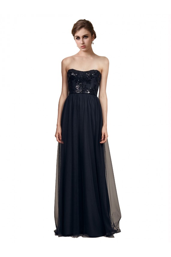 Preto Sem alças Sem Mangas Linha A Vestido de Madrinha / Vestido Formais Online