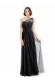 Preto Um Ombro Sem Mangas Linha A Vestido Formais / Vestido de Madrinha Online