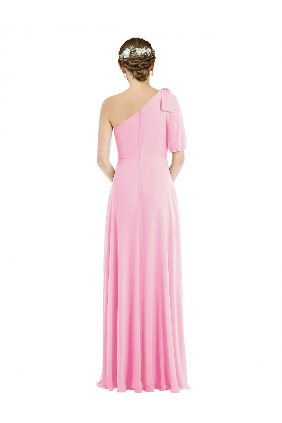 Quase Rosa Um Ombro Sem Mangas Trombeta Vestidos de Madrinha Online