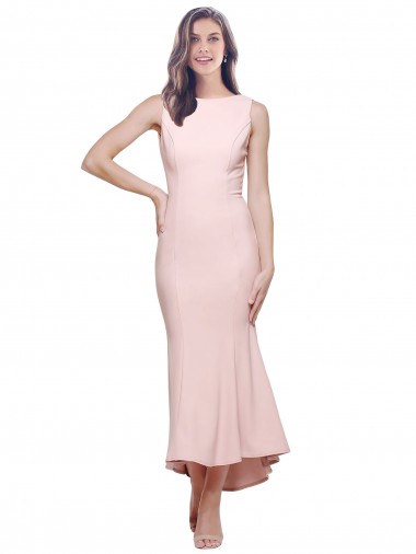Rosa Decote Alto Sem Mangas Lombar Bainha Vestidos de Madrinha / Vestidos de Noite / Vestidos de Festa / Vestidos de Cocktail Online