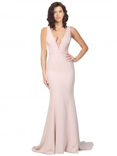 Rosa Decote V Sem Mangas Costas em V Bainha Vestidos de Madrinha / Vestidos de Noite / Vestidos de Festa Online