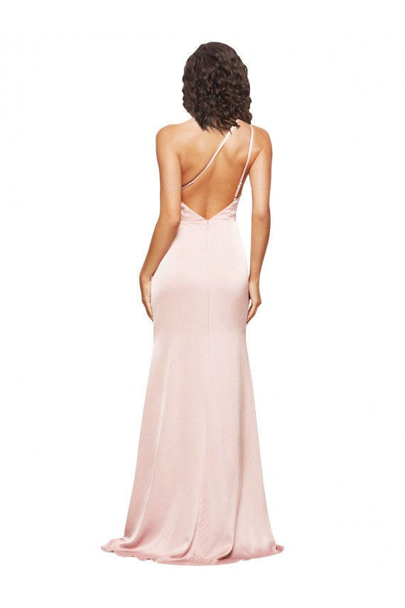 Rosa Um Ombro Sem Mangas Lombar Bainha Vestidos de Madrinha / Vestidos de Noite / Vestidos de Festa Online