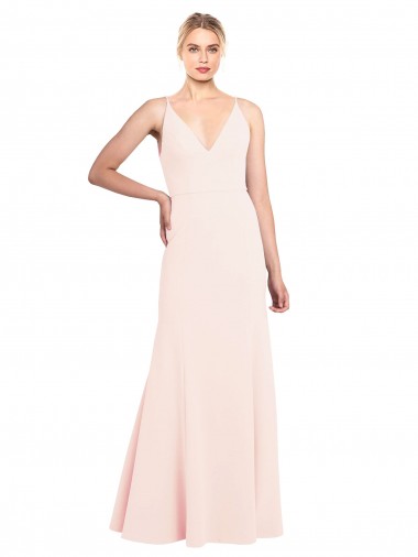 Rosa Decote Alto Sem Mangas Costas em V Linha A Vestidos de Madrinha / Vestidos de Noite / Vestidos de Festa Online