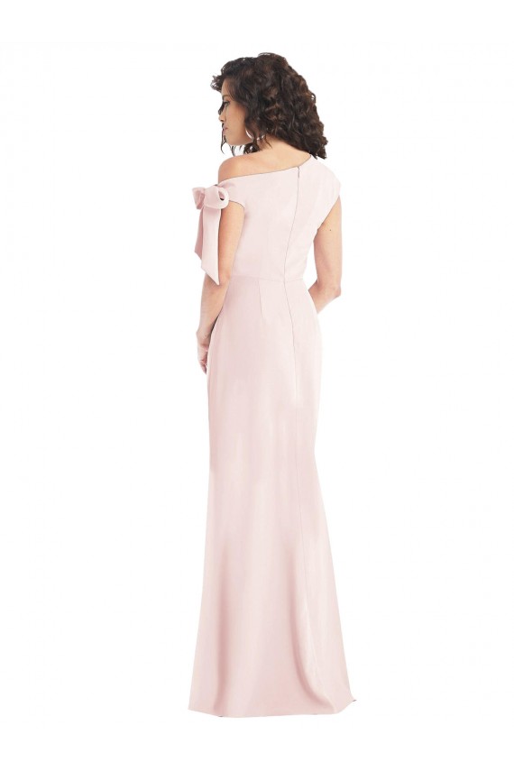 Rosa Fora do Ombro Mangas Curtas Trombeta Vestidos de Madrinha / Vestidos de Noite / Vestidos de Festa Online