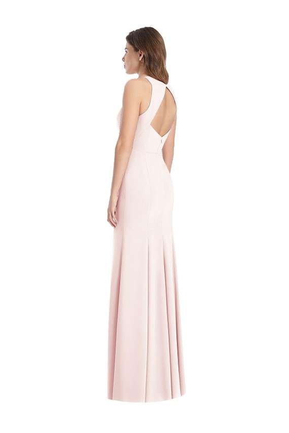 Rosa Barco Sem Mangas Abrir de volta Trombeta Vestidos de Madrinha / Vestidos de Festa Online