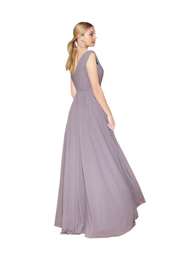 Rosa Empoeirada Decote Alto Sem Mangas Costas em V Linha A Vestidos de Madrinha / Vestidos de Noite / Vestidos de Festa Online