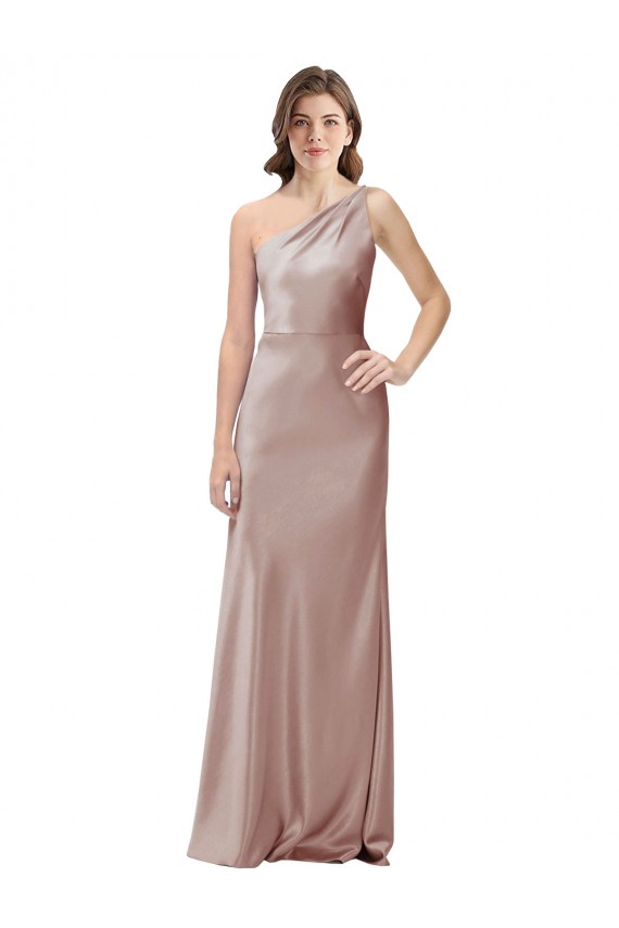 Rosa Empoeirado Um Ombro Sem Mangas Abrir de volta Bainha Vestidos de Madrinha / Vestidos de Noite / Vestidos de Festa Online