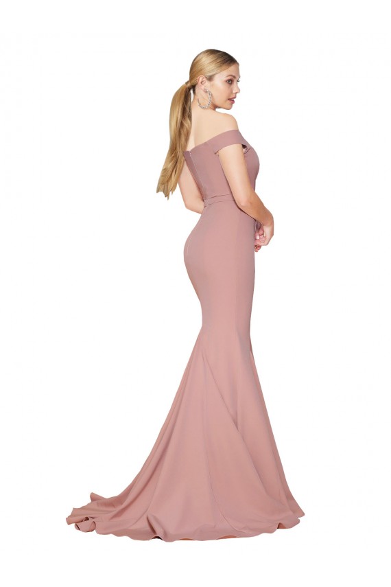 Rosa Empoeirado Decote Alto Sem Mangas Sereia Vestidos de Madrinha / Vestidos de Noite / Vestidos de Festa Online