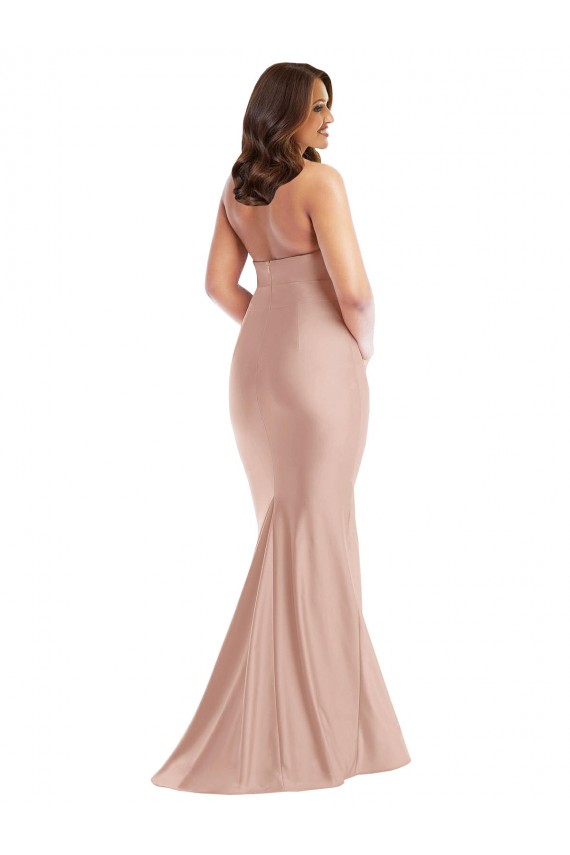 Rosa Empoeirado Cabeçada Sem Mangas Abrir de volta Sereia Vestidos de Madrinha / Vestidos de Noite / Vestidos de Festa Online