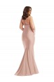Rosa Empoeirado Cabeçada Sem Mangas Abrir de volta Sereia Vestidos de Madrinha / Vestidos de Noite / Vestidos de Festa Online