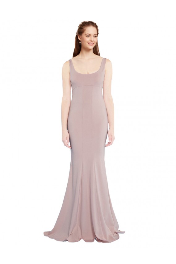 Rosa Empoeirado Colher Mangas Curtas Sereia Vestidos de Madrinha / Vestidos de Noite / Vestidos de Festa Online