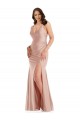 Rosa Empoeirado Decote V Sem Mangas Sereia Vestidos de Madrinha / Vestidos de Noite / Vestidos de Festa Online