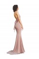 Rosa Empoeirado Decote V Sem Mangas Lombar Sereia Vestidos de Madrinha / Vestidos de Noite / Vestidos de Festa Online