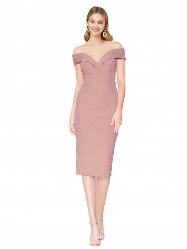 Rosa Empoeirado Decote Alto Sem Mangas Sereia Curto Vestidos de Madrinha / Vestidos de Noite / Vestidos de Festa Online