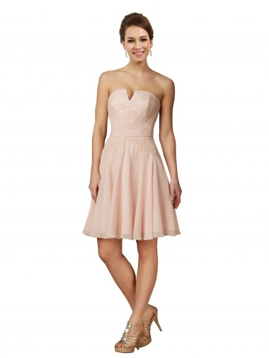 Rosa Amor Sem Mangas Linha A Vestidos de Madrinha / Vestidos de Cocktail Online