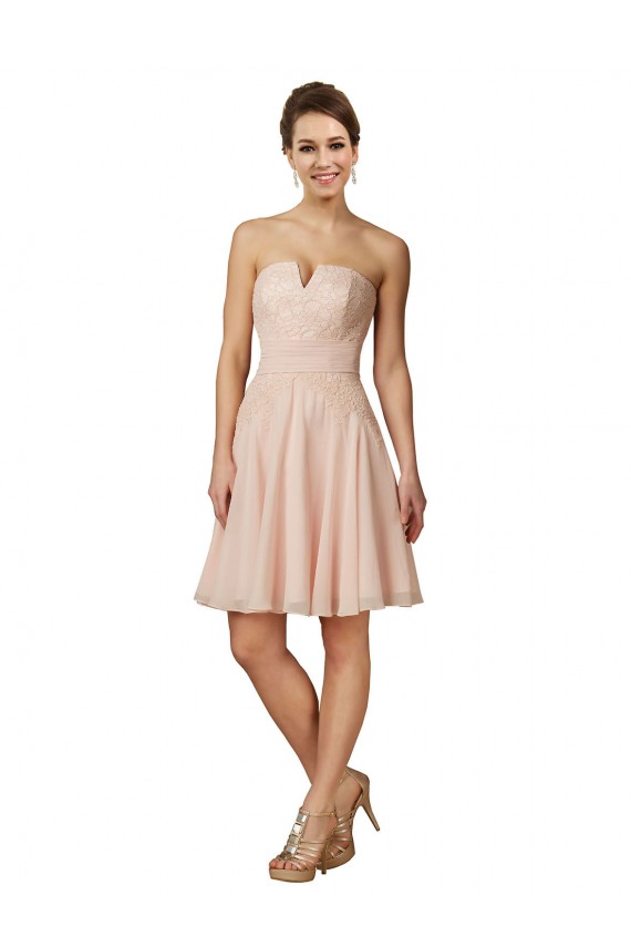 Rosa Amor Sem Mangas Linha A Vestidos de Madrinha / Vestidos de Cocktail Online