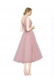 Rosa Decote V Sem Mangas Costas em V Linha A Vestidos de Madrinha / Vestidos de Cocktail / Vestidos de Homecoming Online