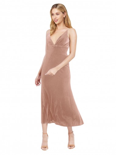 Rosa Decote V Sem Mangas Costas em V Linha A Vestidos de Madrinha / Vestidos de Festa / Vestidos de Cocktail / Vestidos de Homecoming Online