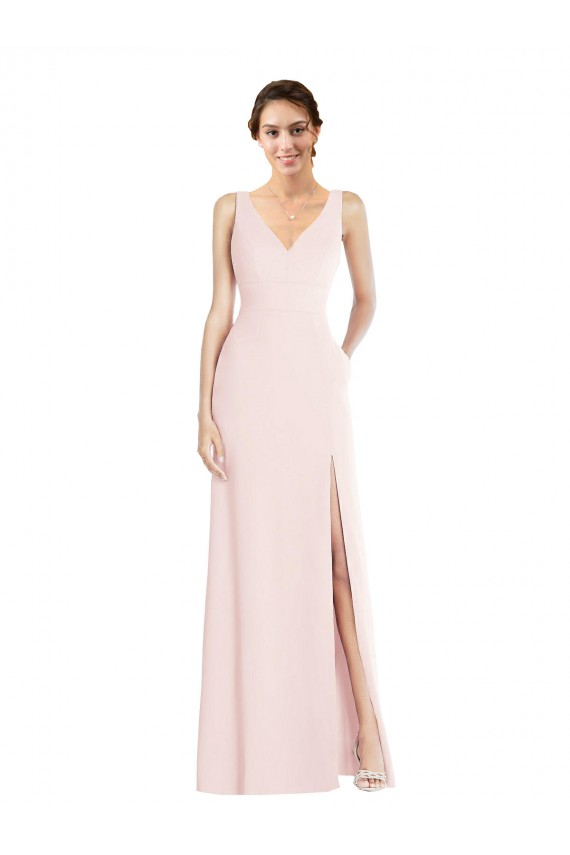 Rosa Decote V Sem Mangas Lombar Linha A Vestidos de Madrinha / Vestidos de Festa Online
