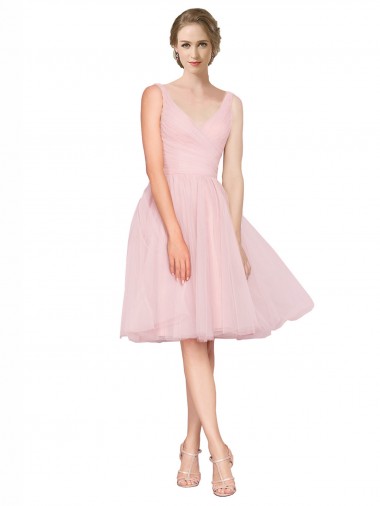 Rosa Decote V Sem Mangas Linha A Vestidos de Madrinha / Vestidos de Cocktail / Vestidos de Homecoming Online