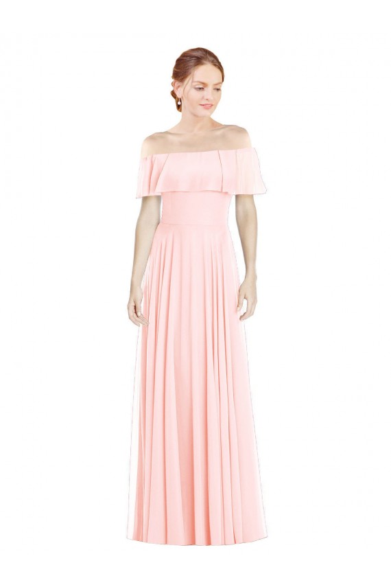 Rosa Decote Quadrado Sem Mangas Linha A Vestidos de Madrinha Online