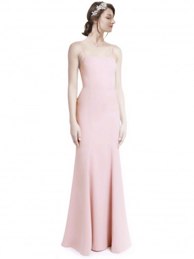 Rosa Decote Quadrado Sem Mangas Criss Cruz Sereia Vestidos de Madrinha / Vestidos de Festa Online