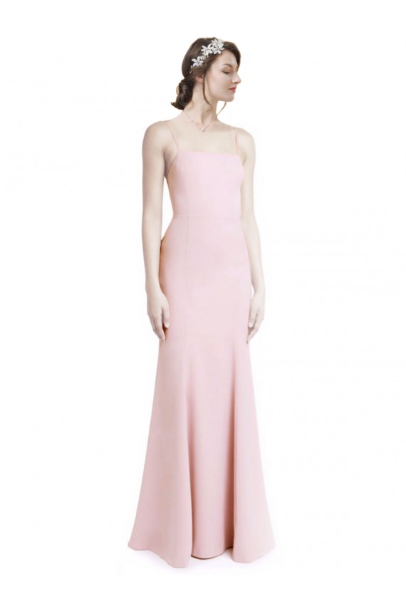 Rosa Decote Quadrado Sem Mangas Criss Cruz Sereia Vestidos de Madrinha / Vestidos de Festa Online