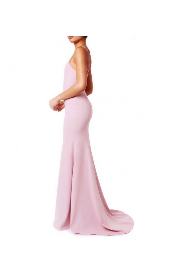 Rosa Decote Quadrado Sem Mangas Criss Cruz Sereia Vestidos de Madrinha / Vestidos de Festa Online