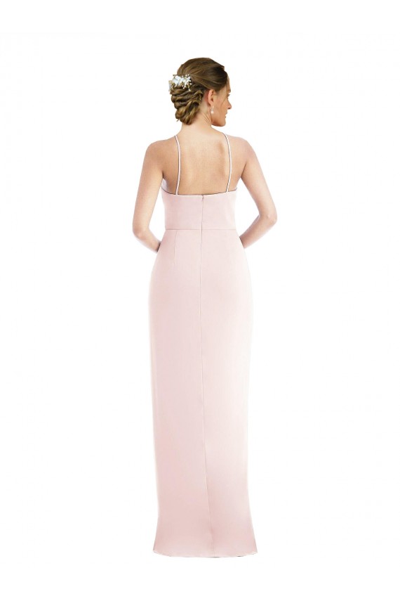 Rosa Cabeçada Sem Mangas Trombeta Vestidos de Madrinha / Vestidos de Festa Online