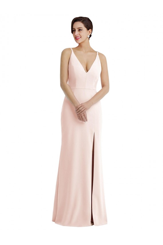 Rosa Decote V Sem Mangas Costas em V Trombeta Vestidos de Madrinha / Vestidos de Noite / Vestidos de Festa Online