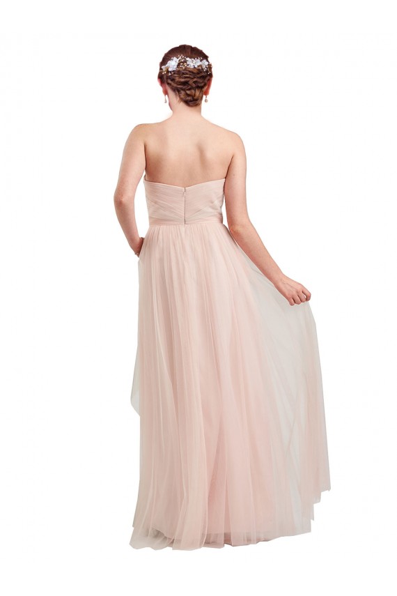 Rosa Amor Sem Mangas Linha A Longo Vestidos de Madrinha Online