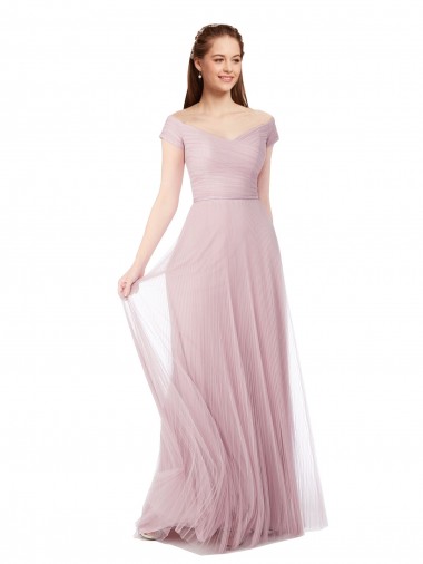  Fora do Ombro Sem Mangas Linha A Vestidos de Madrinha Online