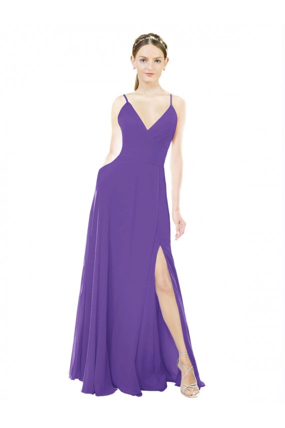 Roxo Decote V Sem Mangas Linha A Vestidos de Madrinha Online