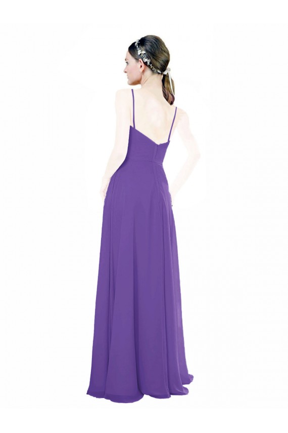 Roxo Decote V Sem Mangas Linha A Vestidos de Madrinha Online