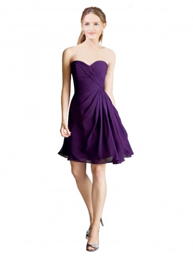 Roxo Sem alças Sem Mangas Linha A Vestidos de Madrinha / Vestidos de Cocktail / Vestidos de Homecoming Online
